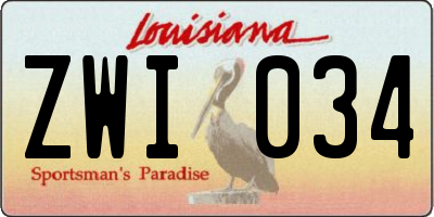 LA license plate ZWI034