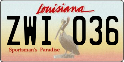 LA license plate ZWI036