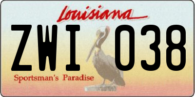 LA license plate ZWI038