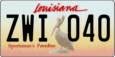 LA license plate ZWI040