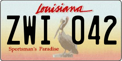 LA license plate ZWI042