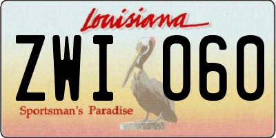 LA license plate ZWI060