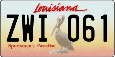 LA license plate ZWI061