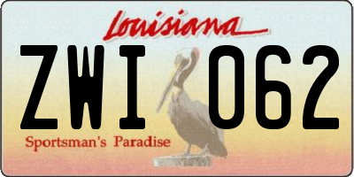 LA license plate ZWI062
