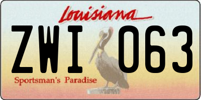 LA license plate ZWI063
