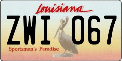 LA license plate ZWI067