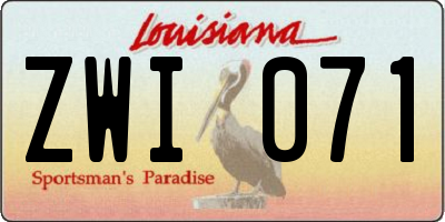 LA license plate ZWI071