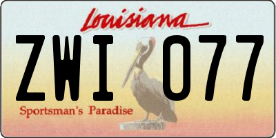 LA license plate ZWI077