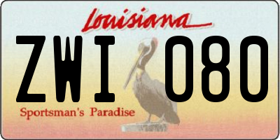 LA license plate ZWI080