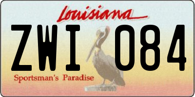 LA license plate ZWI084