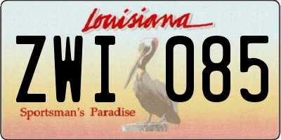 LA license plate ZWI085