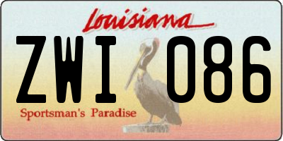 LA license plate ZWI086