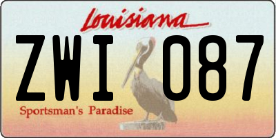 LA license plate ZWI087