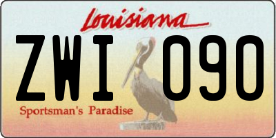 LA license plate ZWI090