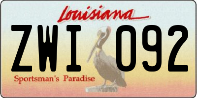 LA license plate ZWI092