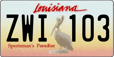 LA license plate ZWI103