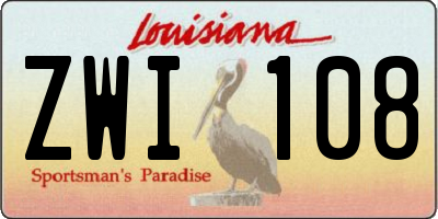 LA license plate ZWI108