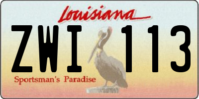 LA license plate ZWI113