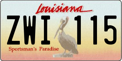 LA license plate ZWI115