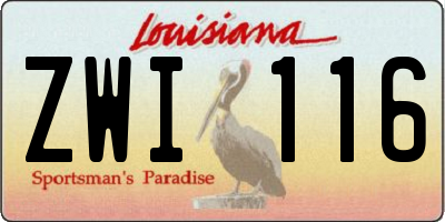 LA license plate ZWI116