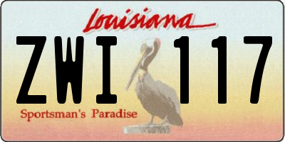LA license plate ZWI117