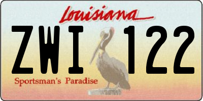 LA license plate ZWI122