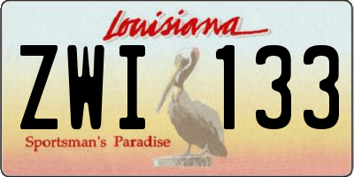 LA license plate ZWI133