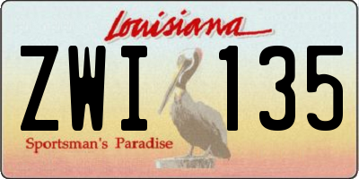 LA license plate ZWI135