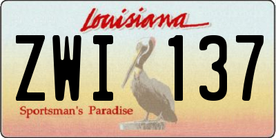 LA license plate ZWI137