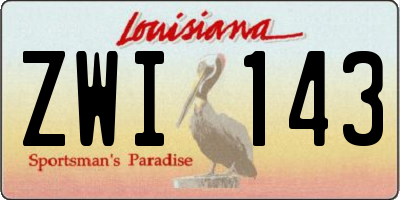 LA license plate ZWI143