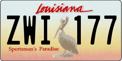 LA license plate ZWI177