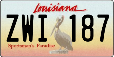 LA license plate ZWI187