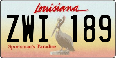 LA license plate ZWI189