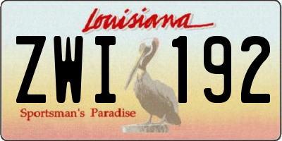 LA license plate ZWI192