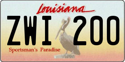 LA license plate ZWI200