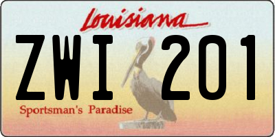 LA license plate ZWI201