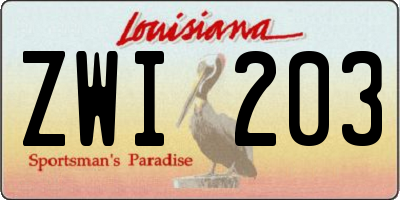 LA license plate ZWI203