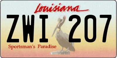 LA license plate ZWI207