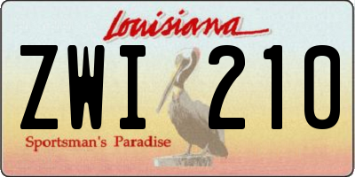 LA license plate ZWI210