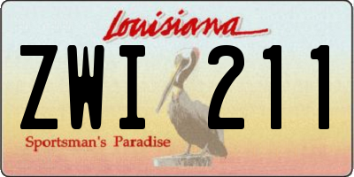 LA license plate ZWI211