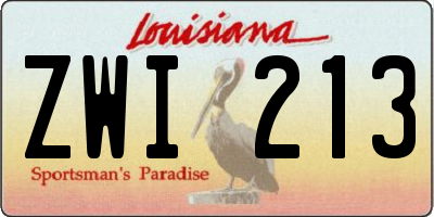 LA license plate ZWI213