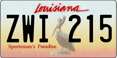 LA license plate ZWI215