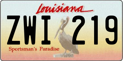 LA license plate ZWI219