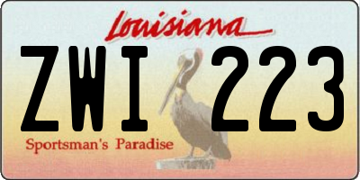 LA license plate ZWI223