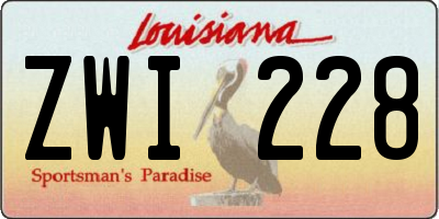 LA license plate ZWI228