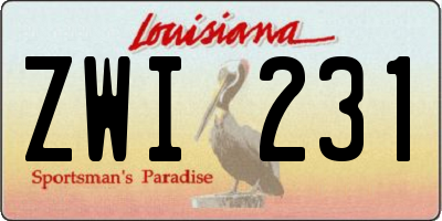 LA license plate ZWI231