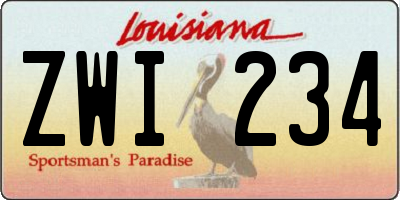 LA license plate ZWI234