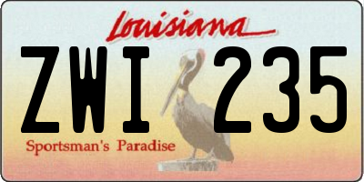LA license plate ZWI235