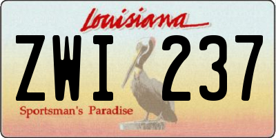 LA license plate ZWI237