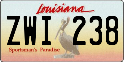 LA license plate ZWI238